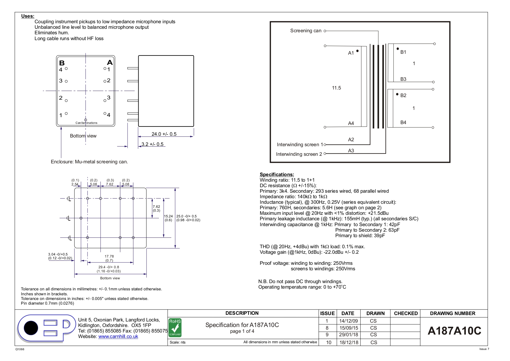 DI Box Transformer A187A10C (11.5 : 1+1 | 140k to 1k (5//6 and 7//8 parallel wired)) - Image 7