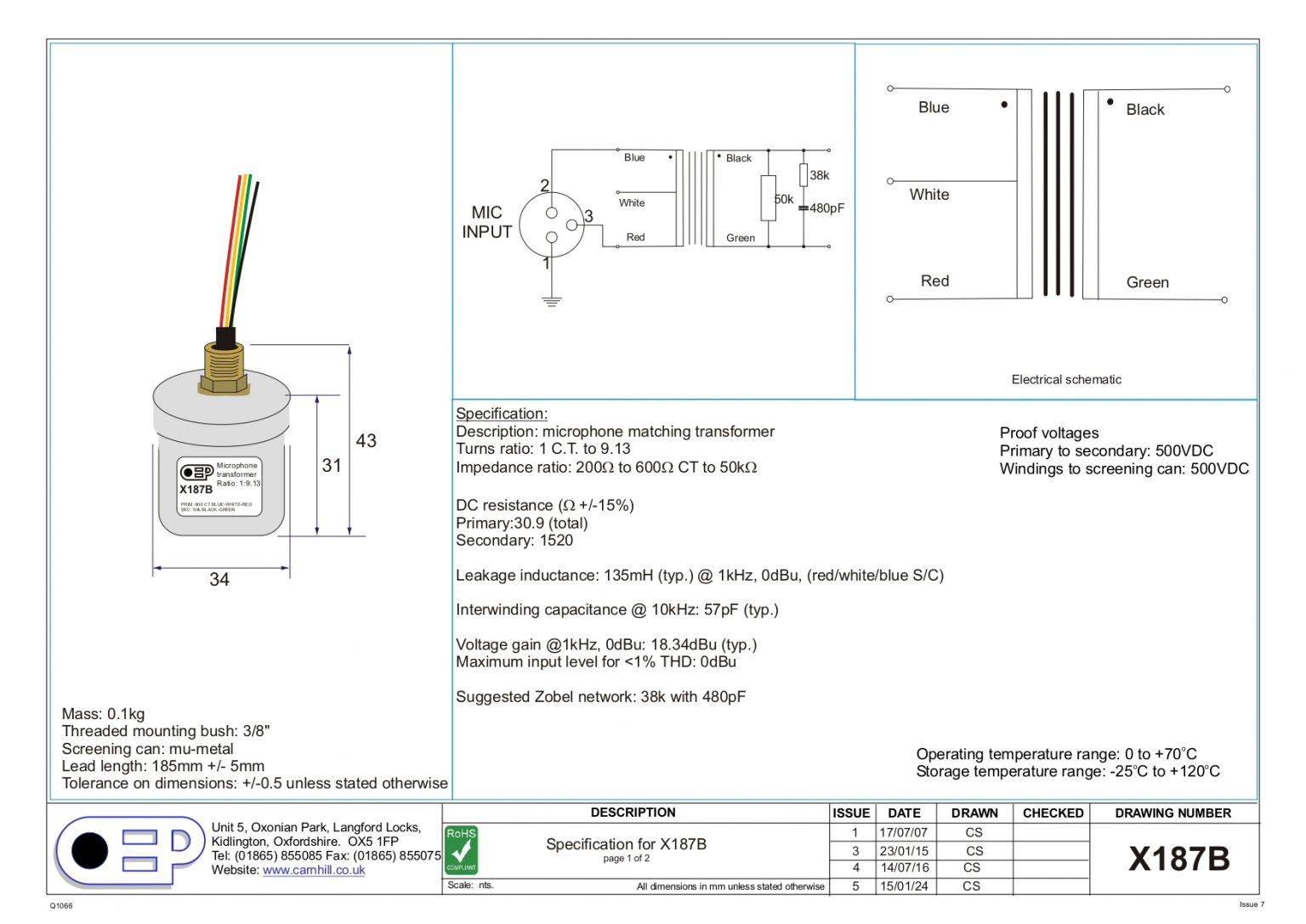 Microphone Matching Transformer X187B