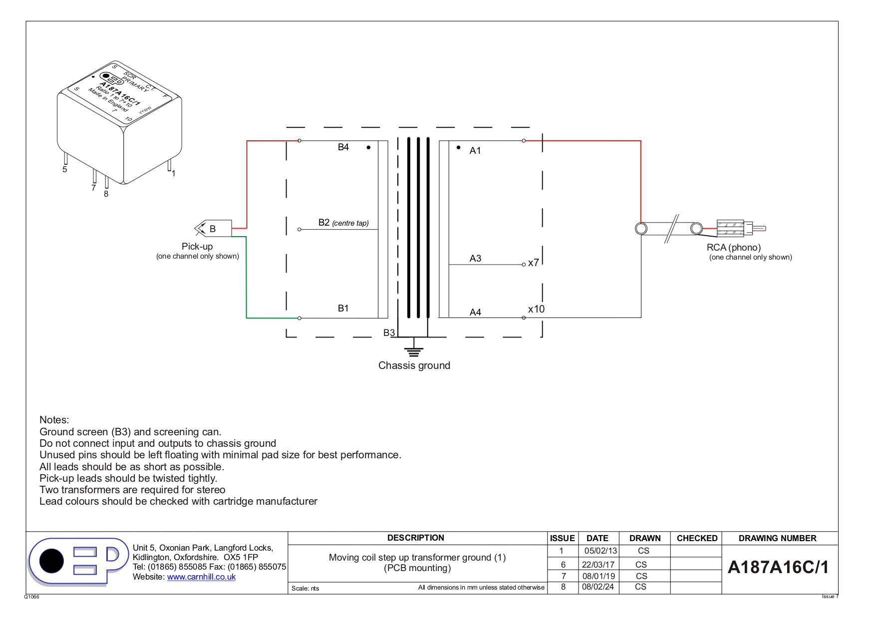 OEP Moving Coil Step-up Transformer A187A16C/1 2