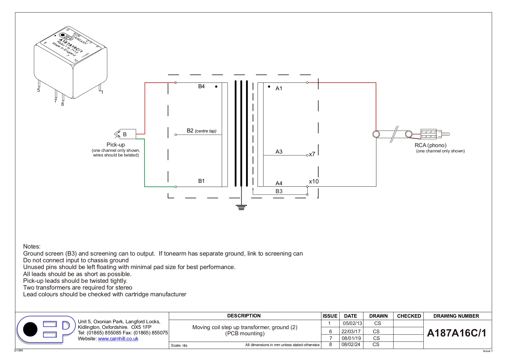 OEP Moving Coil Step-up Transformer A187A16C/1 3