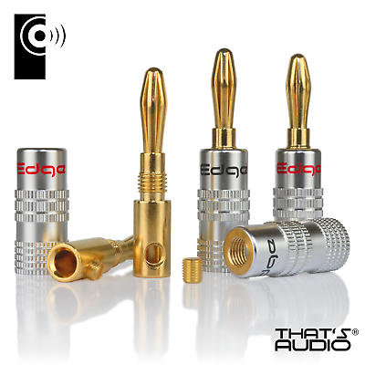 EDGE 4mm Banana Plug (Straight) Gold Plated (6 Pack)