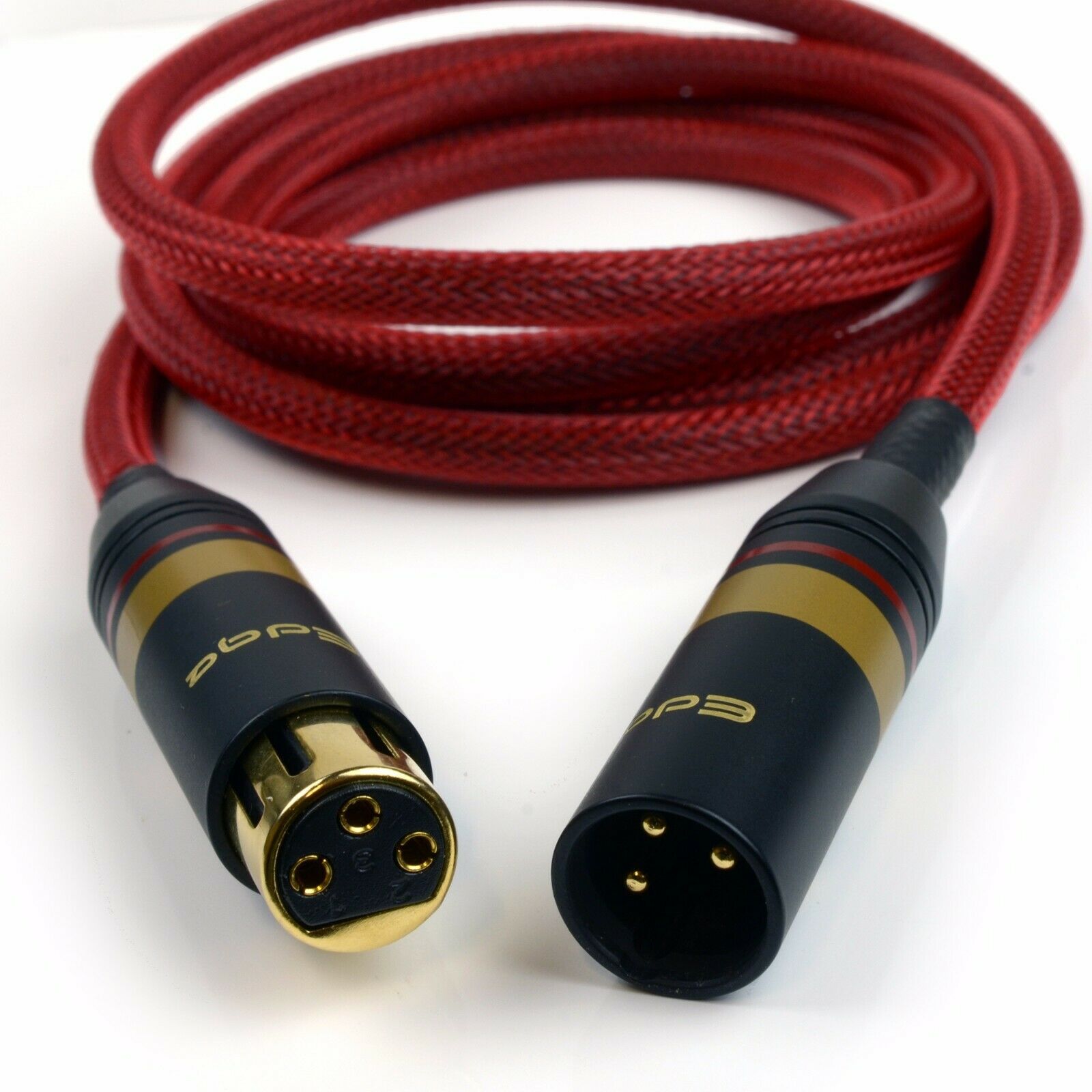 EDGE XLR Cables (Male to Female) Custom Made Balanced Cables (PAIR of RED 1m cables) - Image 3