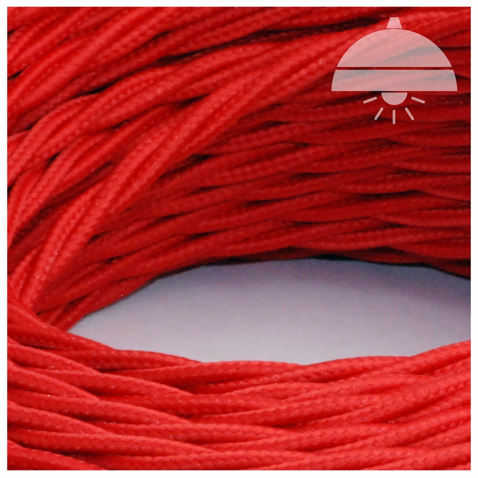 Retro VIBRANT RED (Silk Mix) Woven 3-Core cable - Image 4