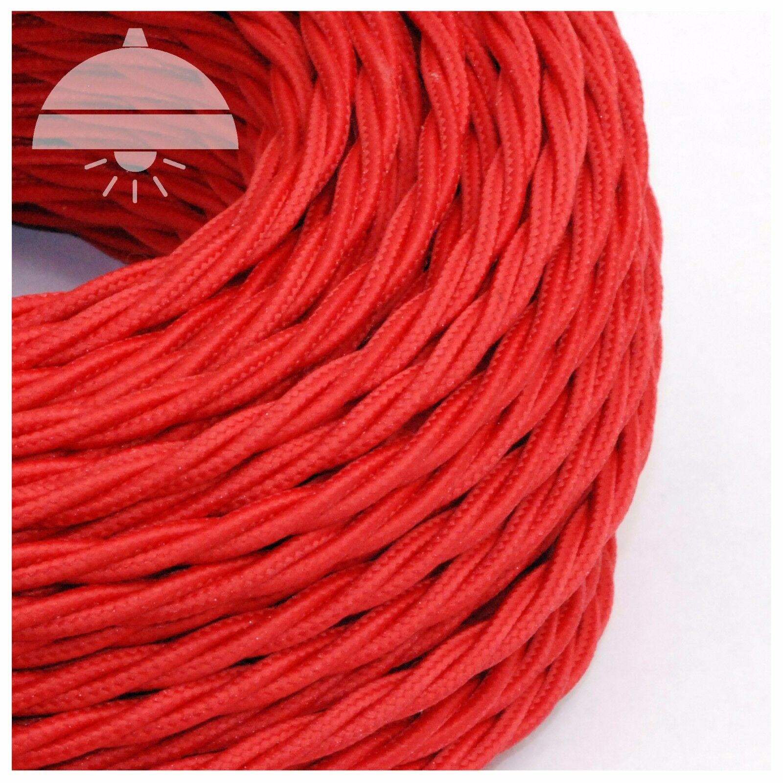Retro VIBRANT RED (Silk Mix) Woven 3-Core cable - Image 5