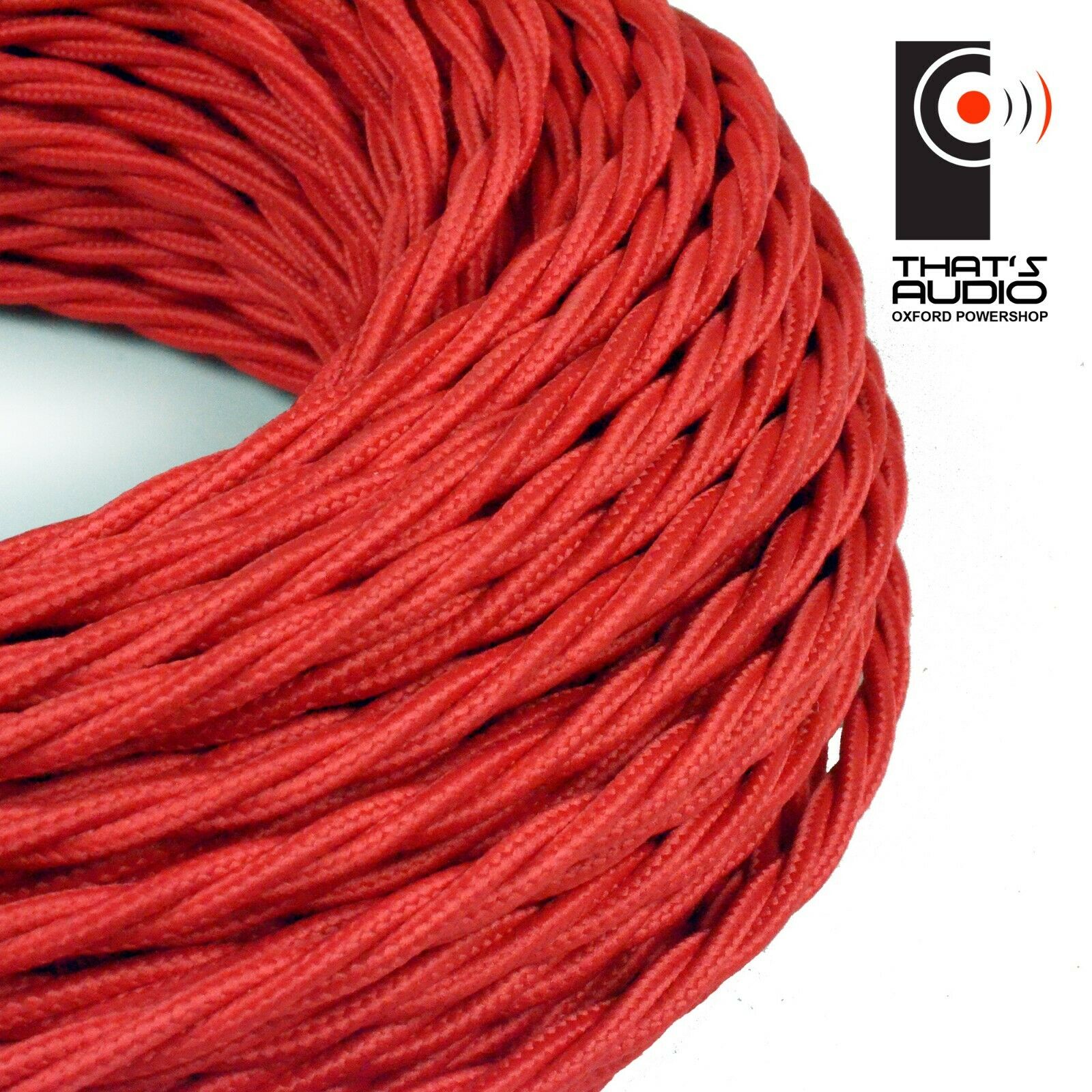 Retro VIBRANT RED (Silk Mix) Woven 3-Core cable