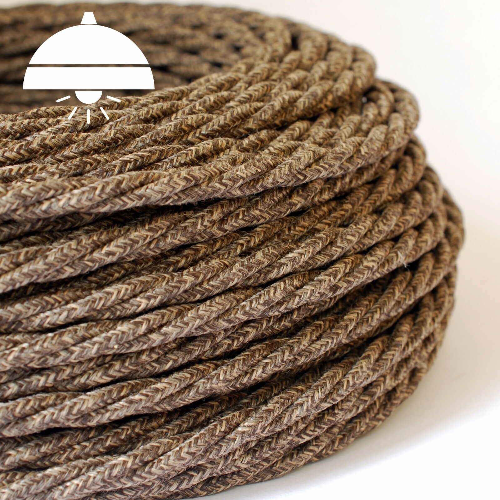 ITALIAN PREMIUM Quality THICK Vintage Style TWISTED braided fabric 3-Core cables - Image 3