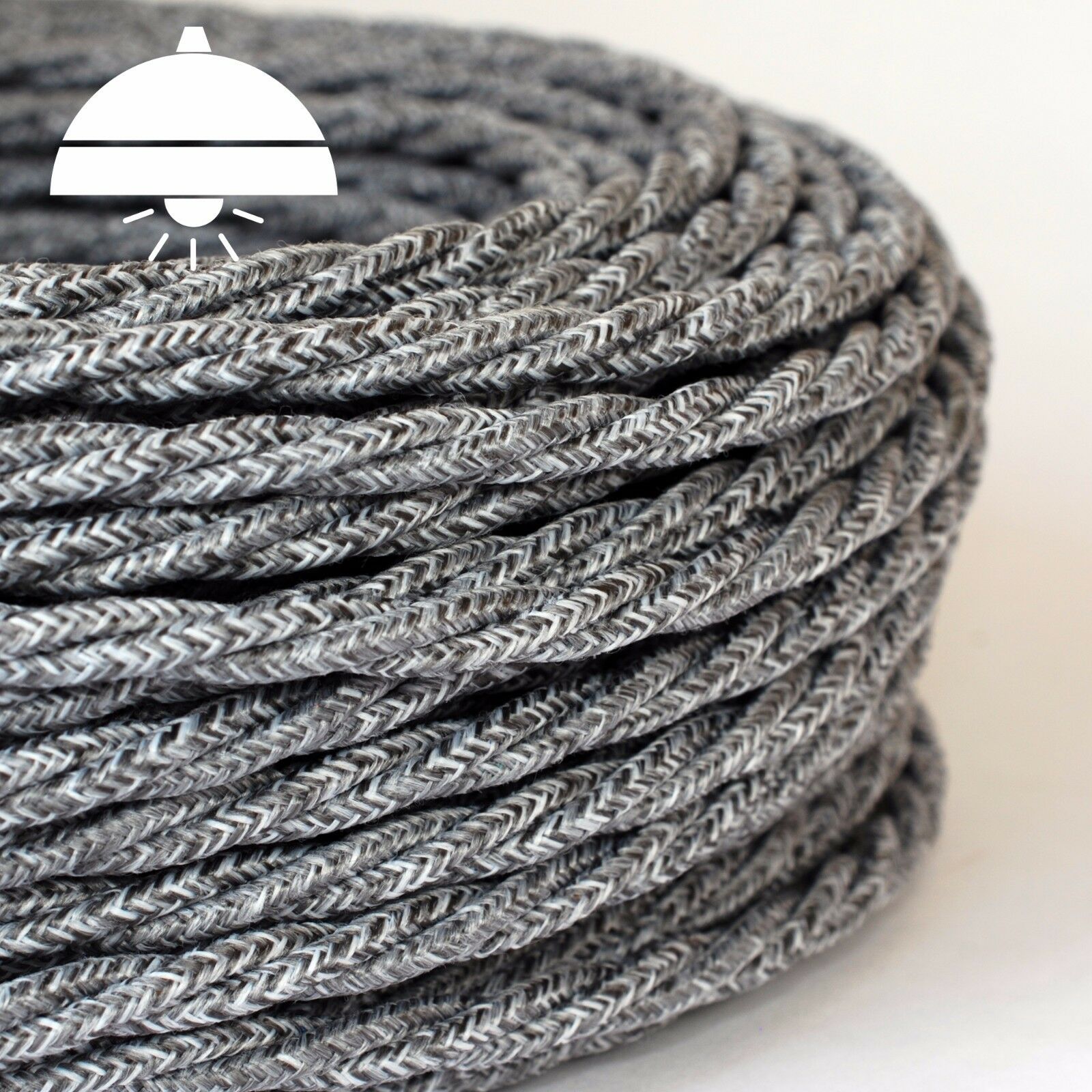 ITALIAN PREMIUM Quality THICK Vintage Style TWISTED braided fabric 3-Core cables - Image 5