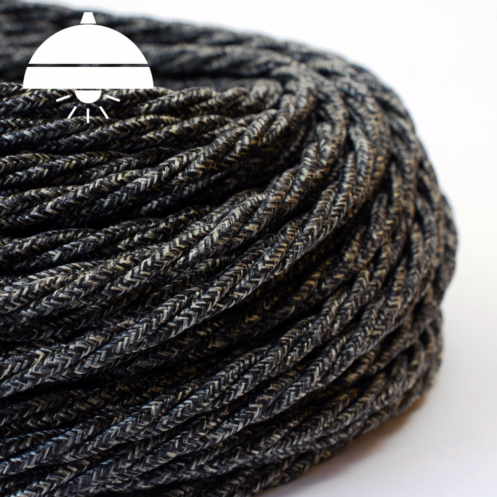 ITALIAN PREMIUM Quality THICK Vintage Style TWISTED braided fabric 3-Core cables - Image 6